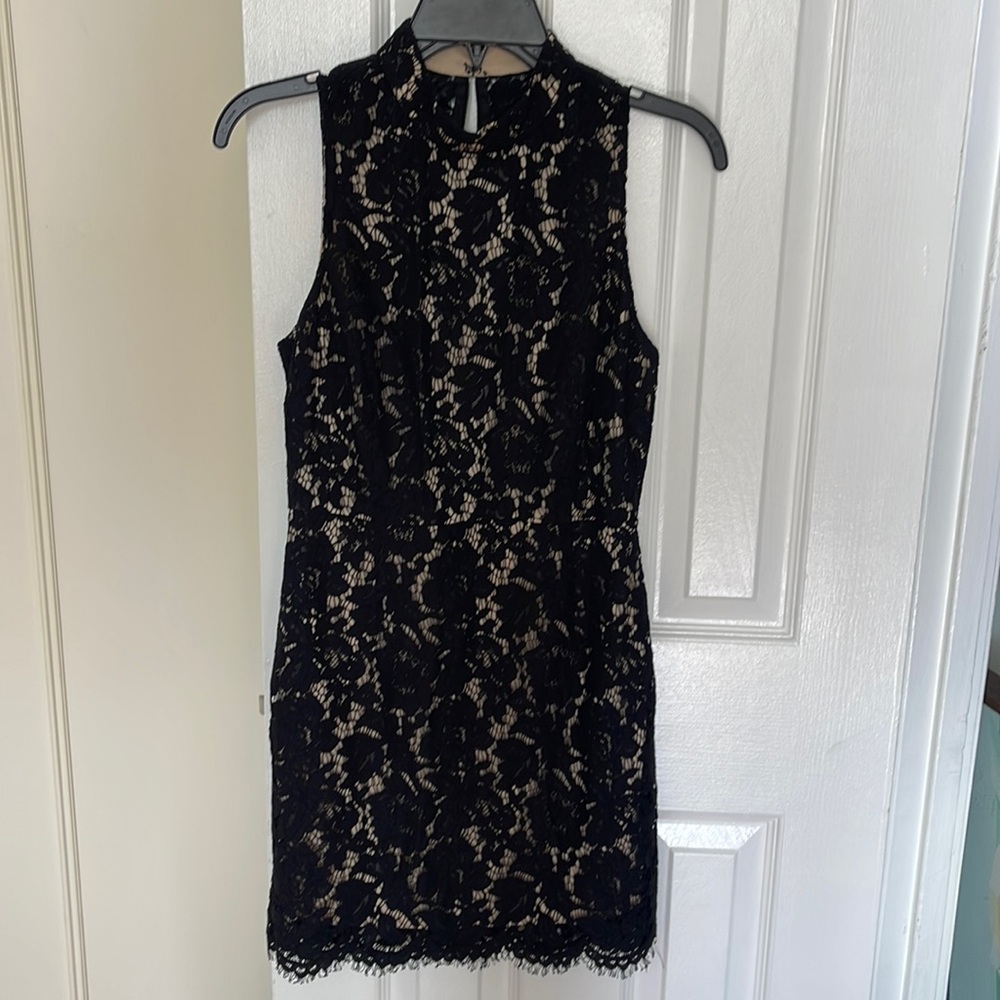 Mock Neck Lace Dress